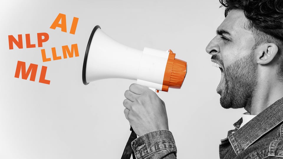 A man shouting into a megaphone - AI, LLM, NLP, ML